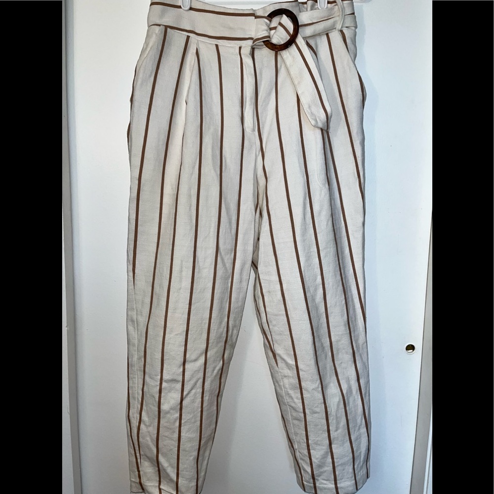 paper-bag style linen dress pants